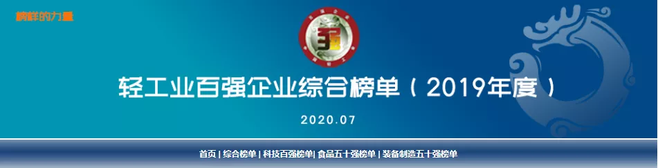 圣奧上榜2019年度中國輕工業(yè)百強企業(yè)